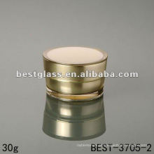 30g acrílico jar com tampa de rosca, cor de ouro, em forma redonda, 15/30 / 50g, parede dupla, fazer a personalização da cor